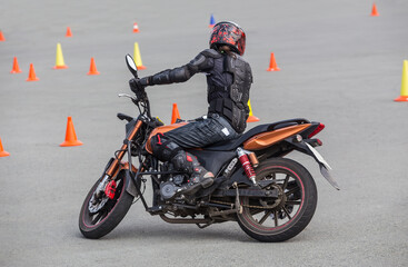 Biker on sports motorcycle