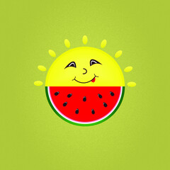 Vector drawing watermelon sun
