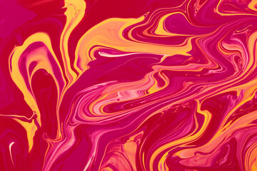 Bright multicolored pink marble abstract backround.Make up concept.Beautiful stains of liquid nail laquers.Fluid art,pour painting technique.Good as digital decor,copy space.