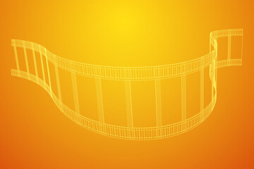 Cinema film strip. Film frame. Old retro cinema strip. Wireframe low poly mesh vector illustration.