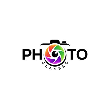 Vector logo design colorful photo lens.