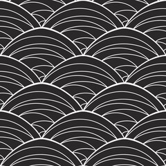 Monochrome seamless pattern with scales. Graphic design for fabric, textile, packaging and wallpaper 