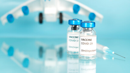 Coronavirus vaccine for Covid-19 vaccination. Stop Covid. Back to normal life. No quarantine. Self isolation end. Take off face mask. Freedom, outdoor. Start travel. Copy space.