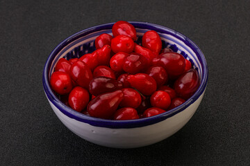 Sweet and ripe cornel berries