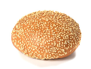 bun with sesame seeds isolated on white