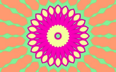 Modern and colorful symmetrical ornament and shapes with mandala style background design concept