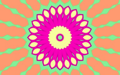 Modern and colorful symmetrical ornament and shapes with mandala style background design concept