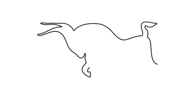 Drawing animation of young strong bull silhouette Black outline of bull on white background. Hand drawing. Side view. Continuous single line drawing is latest trend. Graphic video. Motion animation