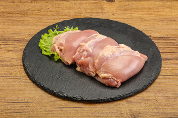 Raw chicken boneless and skinless leg