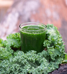A healthy vegan drink green kale smoothie