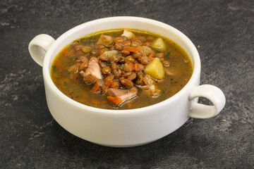 Lentil soup with chicken and vegetables