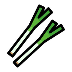 シンプルでかわいい長ネギのイラスト