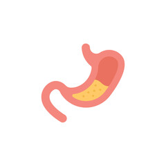 Human stomach and gastrointestinal system icon, color, line, outline vector sign, linear style pictogram isolated on white. Symbol, logo illustration