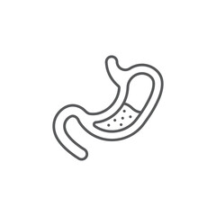 Human stomach and gastrointestinal system icon, color, line, outline vector sign, linear style pictogram isolated on white. Symbol, logo illustration