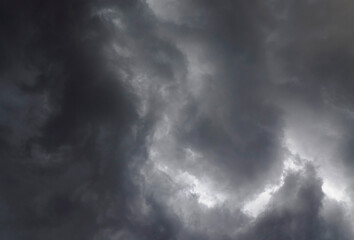 Stormy sky with dark clouds. Dramatic cloudscape before the rain.