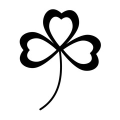 shamrock clover leaf, black stencil, template, vector isolated illustration, design, decoration, fingerprint printing
