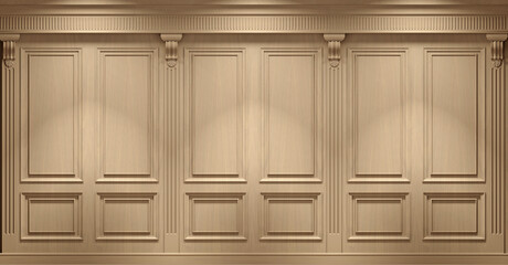 Classic wall with vintage beech wood panels © denisik11