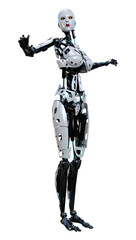 Fototapeta na wymiar 3D Rendering Female Robot on White