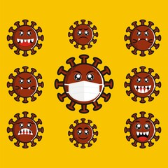 virus icon with various kinds of expression