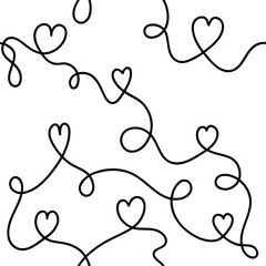 Romantic doodle heart seamless pattern valentines wrapping paper