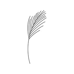 Abstract sprig of a plant. Black and white linear vector illustration isolated in doodle style. Decorative