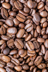 close-up of fresh coffee beans, macrophotography, food background