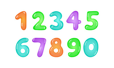 Set of color numbers for kids. vector illustration