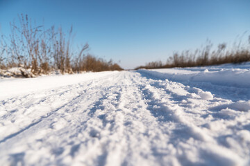 Fototapeta na wymiar Snow covered road.