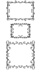 Set of decorative drawn borders from swirls and tendrils