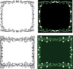 Set of drawn floral decorative frames