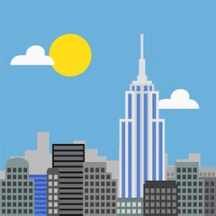 New York City highrise skyline simplicity flat design. Vector illustration.