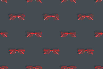 Glasses seamless pattern. Eyeglasses with heart-shaped lenses. 