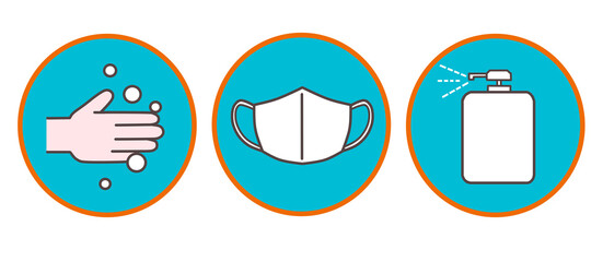 感染予防・対策のための手洗い・マスク・消毒ワンポイントマーク