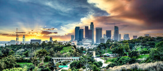 Obraz premium Los Angeles skyline sunset