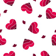 Pink hearts on a white background.