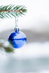 christmas tree toy on a branch