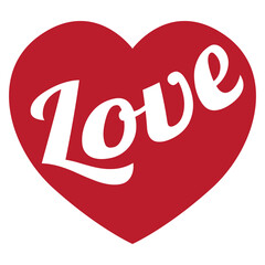 Red heart with love, vector illustration.