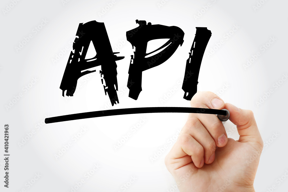 Poster API - Application Programming Interface acronym with marker, technology concept background