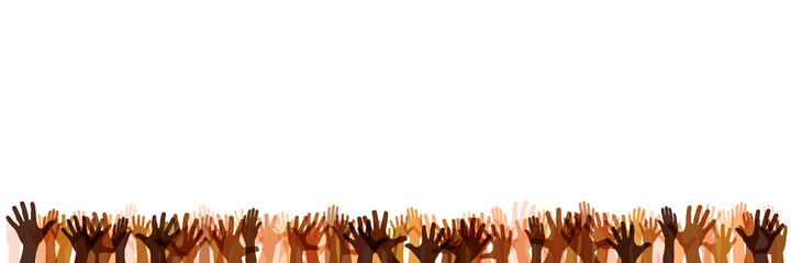 Panorama mit vielfältigen semi-transparenten Händen als Gesellschaft Konzept