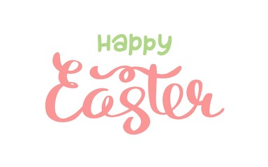 Happy easter lettering. Cute hand drawn vector illustration, card template