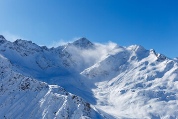 Fototapeta na wymiar A magical winter landscape in the Elbrus mountains.
