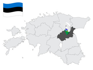 Location  Jogeva County on map Estonia. 3d location sign similar to the flag of Jogeva County. Quality map  with  counties of Estonia for your design. EPS10.