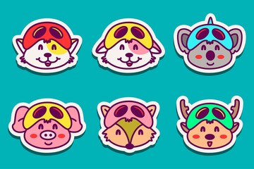 cute doodle animal designs  for coloring, backgrounds, stickers, logos, symbol, icons and more