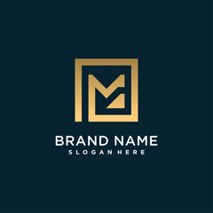 Letter logo with initial M for company or person, golden square concept premium vector part 3