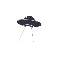 Ufo alien spacecraft with light beam vintage logo design  © rytzstudio