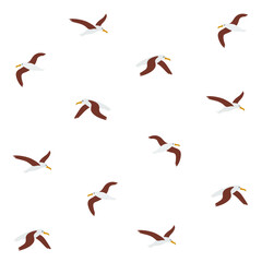 Seamless trendy pattern with albatross. Outline vector illustration for prints, clothing, packaging and postcards.