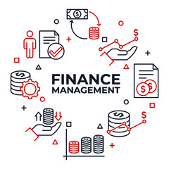 set finance management linear icons. Data Analysis pack symbol template for graphic and web design collection logo vector illustration