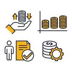 set finance management linear icons. Data Analysis pack symbol template for graphic and web design collection logo vector illustration