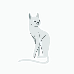 Gray kitty. Cute cat character. Vector illustration in cartoon style for poster, postcard.