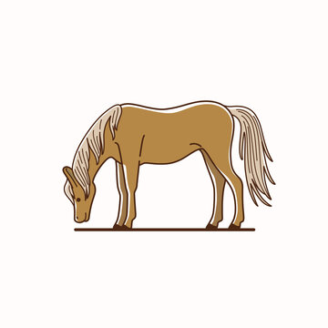 Cartoon horse with long mane - cute character for children. Vector illustration in cartoon style.